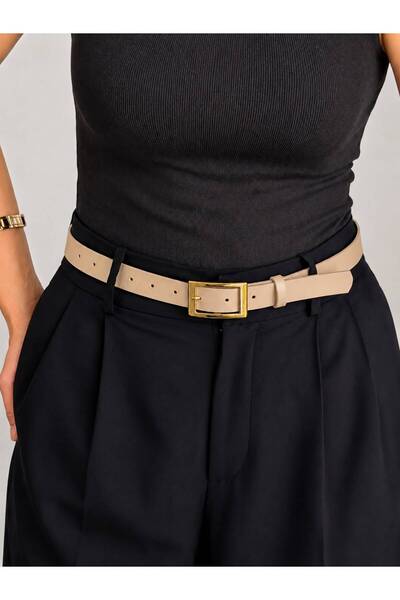 LİA KEMER Square Gold Buckle Belt Waist Belt Coat Belt Dress Belt Trouser Belt