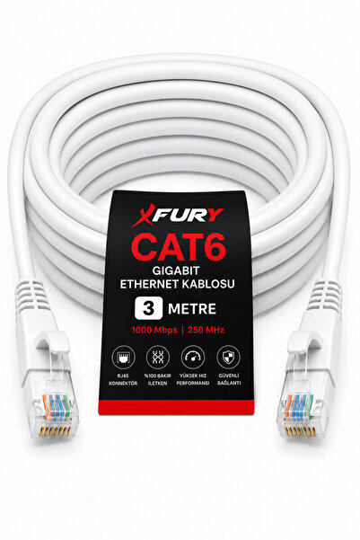 FURY Cat6 Ethernet Cable 3 Meters Rj45 Lan Internet Modem Router Computer Cable
