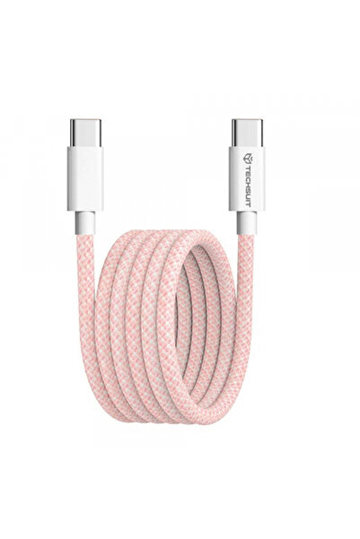 Techsuit Cablu Date si Incarcare USB-C - USB-C PCB114D, 60W, 1m, Roz