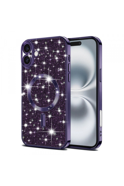 Apple Husa MagSafe pentru iPhone 16 Plus, Techsuit, Luxury Glitter, Mov Inchis