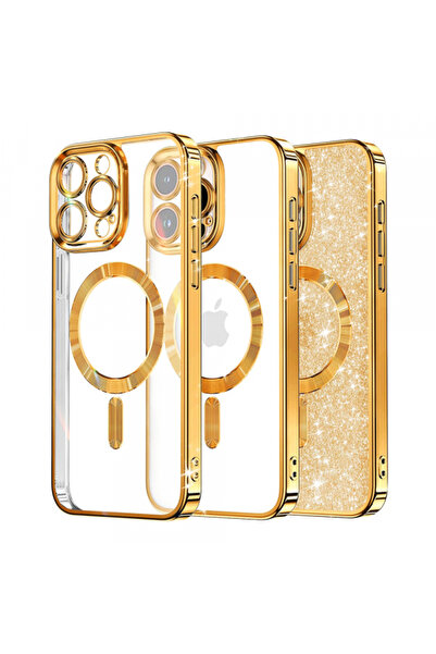 Apple Husa MagSafe pentru iPhone 16 Pro, Techsuit, Luxury Glitter, Aurie