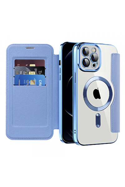 Apple Husa MagSafe pentru iPhone 12 Pro, Techsuit, SmartMag Book, Bleu