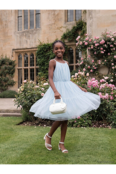 LC Waikiki Trendlucky Girls' Tulle Dress with Sparkling Straps and a Difference