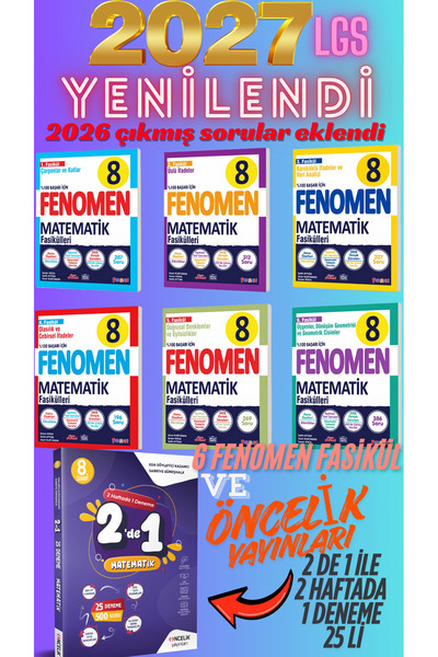 Fenomen Yayıncılık YENİLENDİ 2026 2027 Fenomen 8. Sınıf Matematik Fasikülleri...
