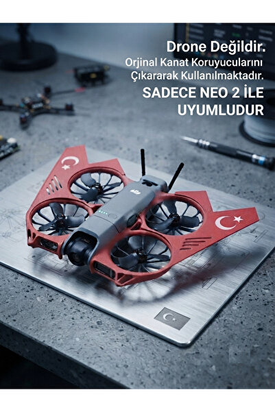 Kanem3D DJI Neo 2 Uyumlu Pervane Koruyucu Kırmızı Beyaz Türk Bayrağı Temalı D...