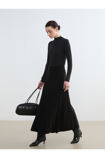 LC Waikiki Alita City Lcw Modest Black Knitwear Plain Long Women's Skirt with...