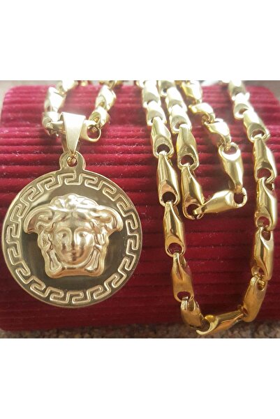 Mihasem Lant si medalion INOX placat pentru barbati model Medusa