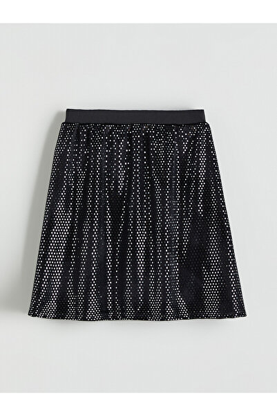 LC Waikiki Two Mt Shop Quality Lcw Kids Black Elastic Waist Shiny Girls' Skirt