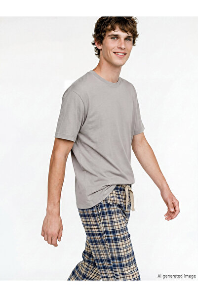 LC Waikiki Trendlucky with a Difference Oval Collar Short Sleeve Men's Pajama...