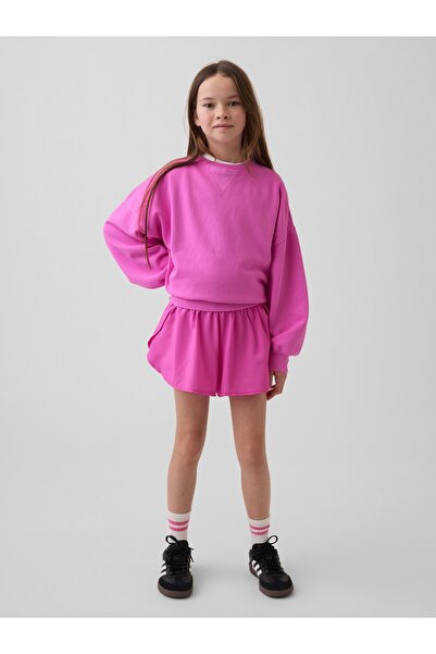 GAP Kız Çocuk Pembe Quick-Dry Butterfly-Hem Koşu Şort