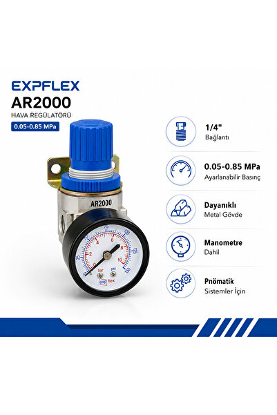 EXPFLEX AR2000-02 Pnömatik Hava Basınç Regülatörü 1/4