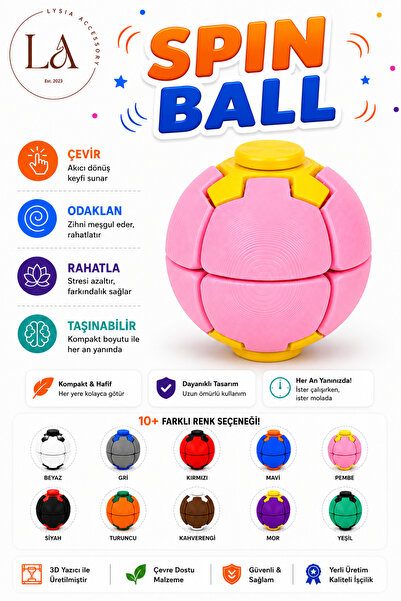 lysiaaccessory Spin Ball Stres Topu Fidget Oyuncak | Dönen Basmalı Dikkat ve ...