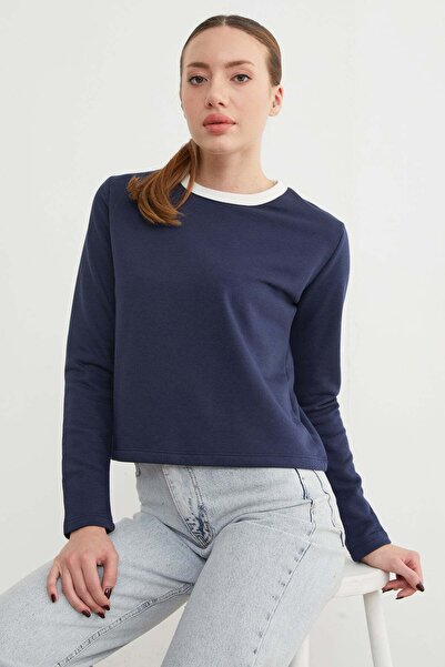 Fulla Moda 3 İplik Şardonsuz Yakası Ribanalı Sweatshirt