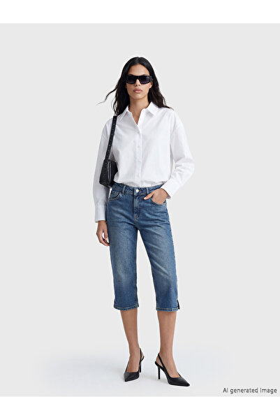 LC Waikiki GiyÇık Store den Indigo Dar Fit Γυναικείο Jean Capri