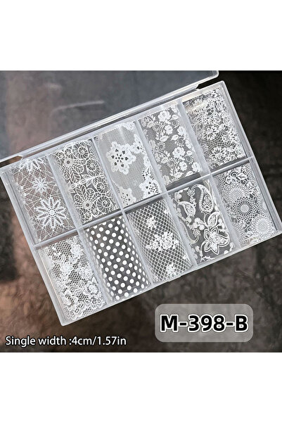 Choice12 JETTING B 【CC22】1/10 Roll Elegant Black White Red Lace Flower Nail T...