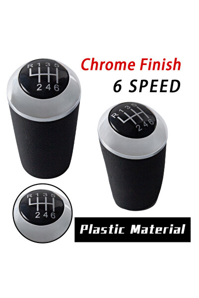 Choice1 Chrome 6 speed 5/6 Speed Gear Shift Knob Leather Shifter Lever Arm He...