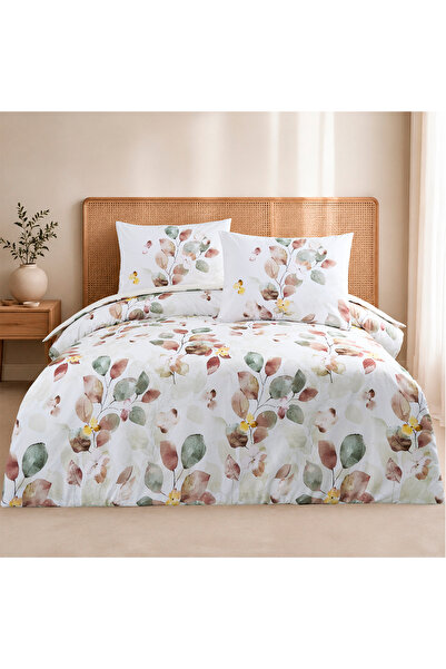 ALTINBAŞAK TEKSTİL Eylül Double 100% Cotton Ranforce Duvet Cover Set Beige 57...