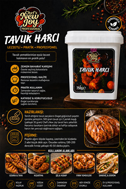 chef's new joy professional Fırında Tavuk Harcı 750 gr - Koruyucusuz, Özel Baharat Karışımı