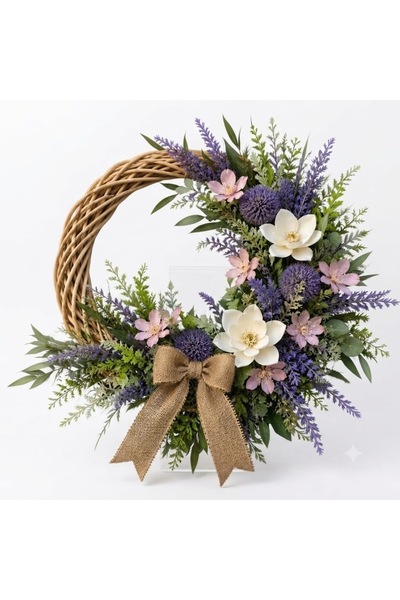 PAKETA Bohemian Lavender & Magnolia Wicker Door Ornament 30X30 cm |   Wall an...