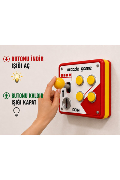 FOAMGREEN Arcade Oyun Temalı Dekoratif Tekli Lamba Anahtarı Kapağı | Gamer Od...