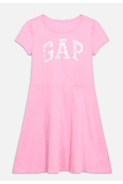 GAP Kids Gap Girls' Pink Logo Detailed Short Sleeve Jersey Dress 4-16 Years Pink