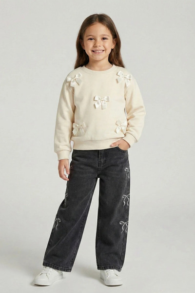 HAUSEkids 4-9 Years Old New Ribbon Girls' Trousers-Anthracite