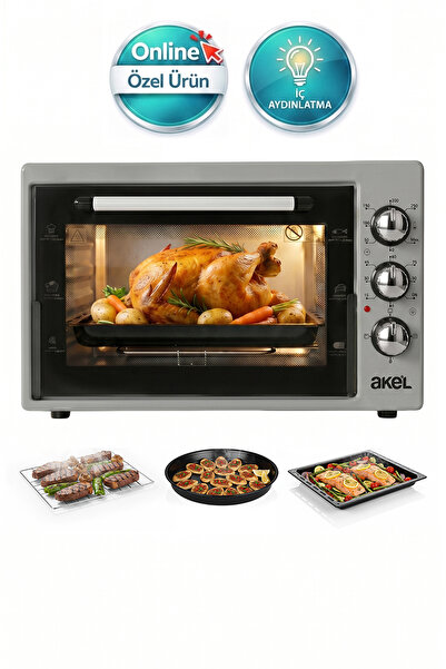 Akel AF340L 34lt Gri Mini/Midi Fırın, Aydınlatmalı, Zaman Ayarlı, Izgara & Fı...