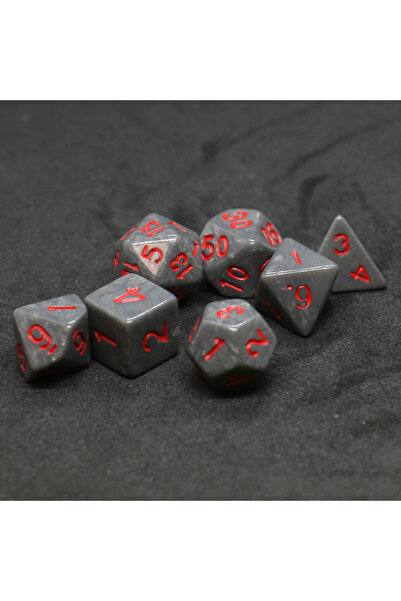 Choice Dark Grey 7pcs Marble Style Dice Set, Polyhedral Dice Board Game, Ente...