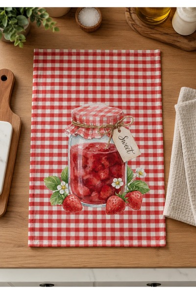 Piloji Decorative Kitchen Towel 35X50 cm Strawberry Jam Patterned Printed Dry...
