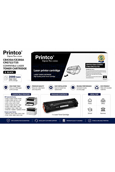 Printco حبر متوافق 85A (CE285A) أسود - متوافق مع HP Pro P1102w/M1212nf/MFP (ع...
