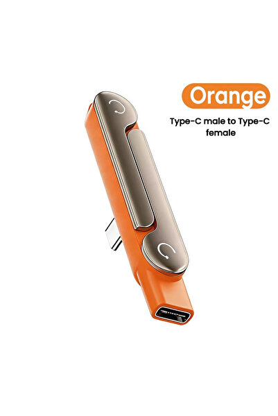 Choice محول USB C إلى Type C برتقالي اللون 2 في 1 مع حامل، شحن سريع 5 أمبير 2...