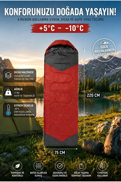 Begin Power 4 Season Sleeping Bag +5 ° C -10 ° C Camping Sleeping Bag Breatha...