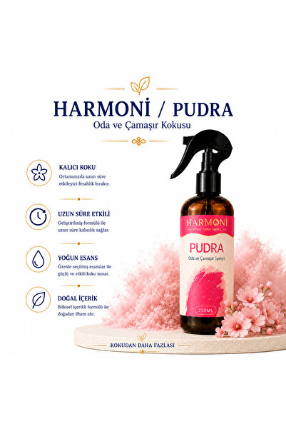 HARMONİ Pudra Oda Ve Çamaşır Spreyi Oda Kokusu Oda Spreyi Room Spray 250ml