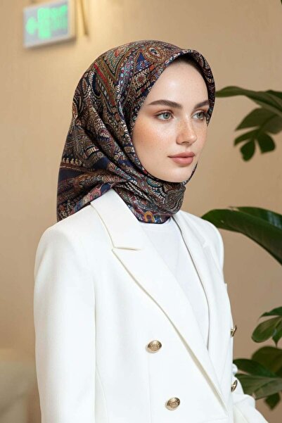 Vissona %100 Twill İpek Etro Desenli Lacivert Renkli 90x90 Eşarp Dikim Şekli ...