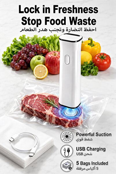 Genierc Handheld Mini Vacuum Sealer, Portable Food Sealer – 60Kpa Suction wit...