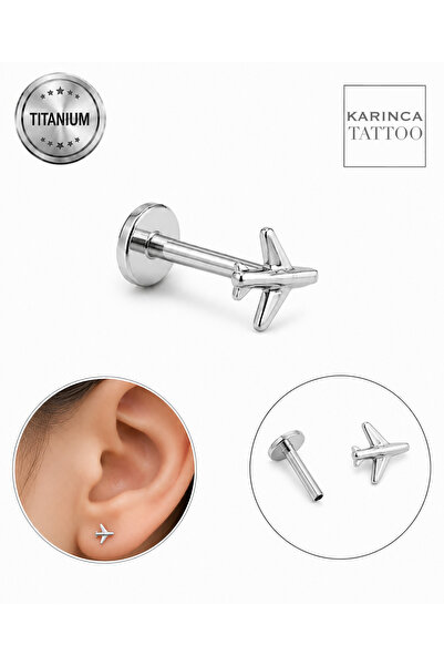Karınca Piercing Uçak Titanyum Piercing Premium Kalite Pilot Seyahat Gezi Hel...