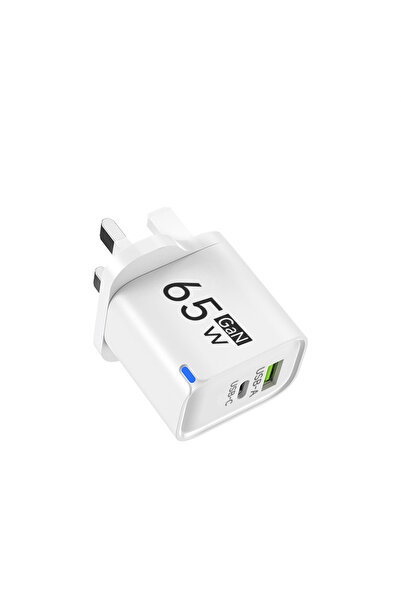 Choice4 شاحن سريع أبيض اللون بقوة 65 واط من نوع USB-C للشحن السريع للهواتف ال...