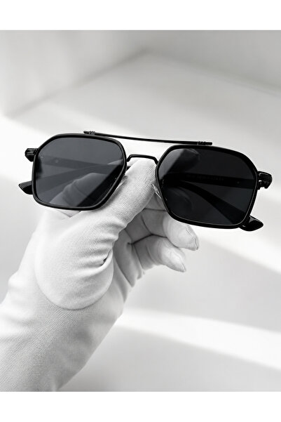 PİYESBOUTİQUE Brookyln Men's Unisex Black Square Rectangular Uv400 Protected ...