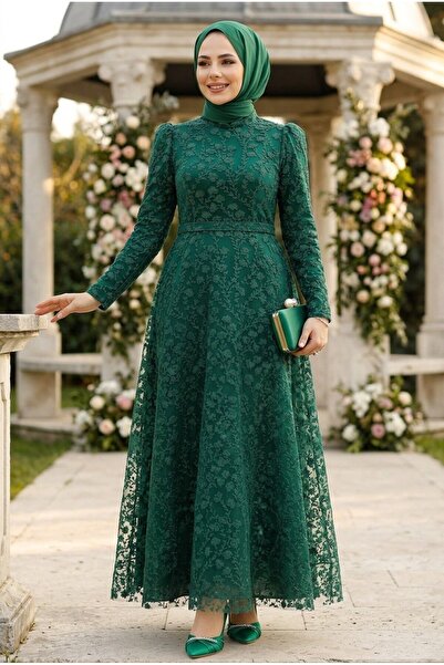 Neva Style Lace Green Hijab Evening Dress 22510Y