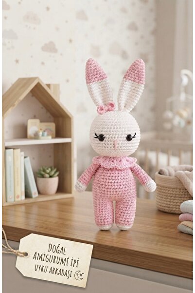 Taze Kal Doğal Amigurumi El Örgüsü Pembe Uyku Arkadaşı Amigurumi Tavşan Oyunc...