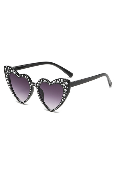 Choice Black 2024 Children's New Love Diamond-encrusted Sunglasses Ins Baby T...