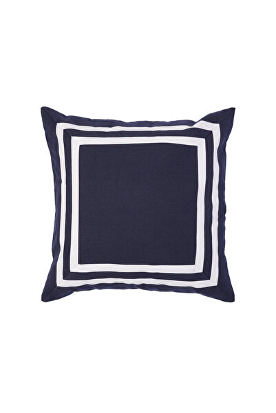 Yargıcı Line Patterned Cotton Linen Fabric Square Pillow (50X50 cm)