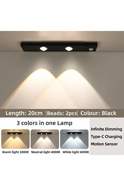 Choice5 20cm black 3 colors in one Lamp White/Black LED Cabinet Light USB Rec...