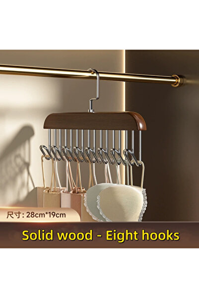 Choice Retro color Wooden Sling Hanger Organizer with Multiple Hooks for Unde...
