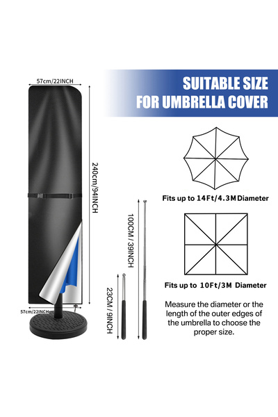 Choice Straight 240CM Outdoor Cantilever Umbrella Cover Waterproof Patio Para...