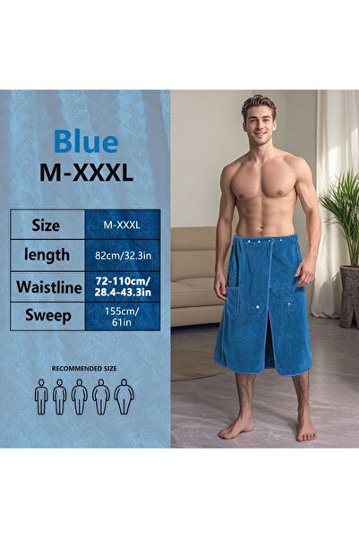 choice2 Blue suitable for M-XXXL Men's bath skirt bath towel plus size bath s...