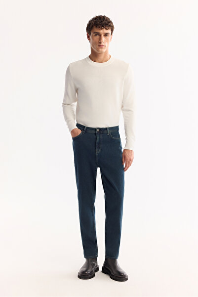 Avva Men's Indigo Classic Waist Cotton Vintage Washed Oslo Carrot Fit Jean Tr...