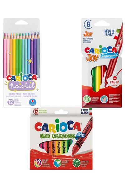 carioca Joy Keçeli Kalem - Wax Crayons - Pastel Kuru Kalem 3 Adet Boyama Seti