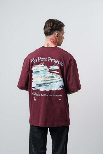 Respire Men's No Port Printed Oversize T-Shirt Claret Red