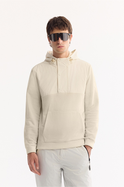 Avva Erkek Ekru Kapüşonlu Soft Touch Polar Regular Fit Sweatshirt A52Y1268